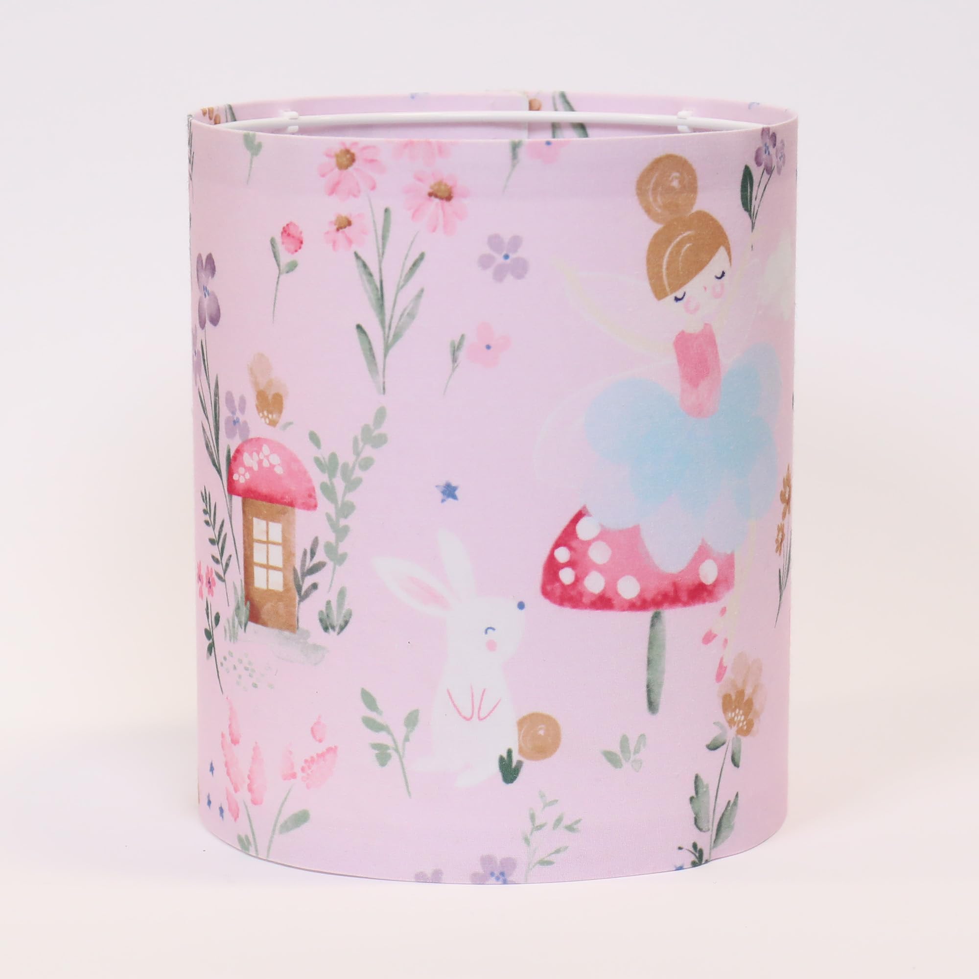 Paralume Cilindrico Happy Linen Company Per Cameretta, Rosa Con Unicorno Nella Foresta Incantata, 18x21 Cm - 3