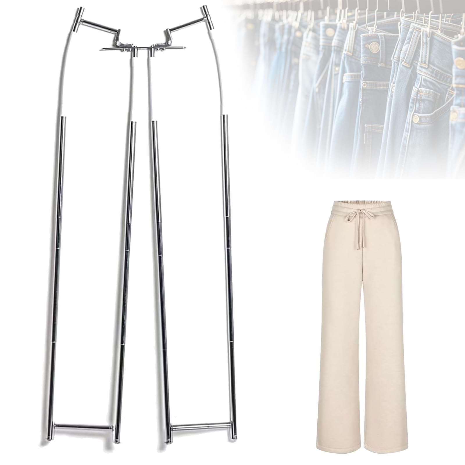 VILA SMO Adjustable Telescopic Mannequin Hanger, Invisible Clothing Holder For Kids And Adults, For Photoshoot And Display