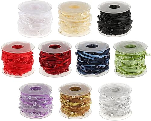 Miniatura 9 de TOOYFUL 10 guirnaldas Ogranza – Guirnalda de perlas decorativas con cordón para manualidades, guirnalda de boda, bola de flores, decoración de