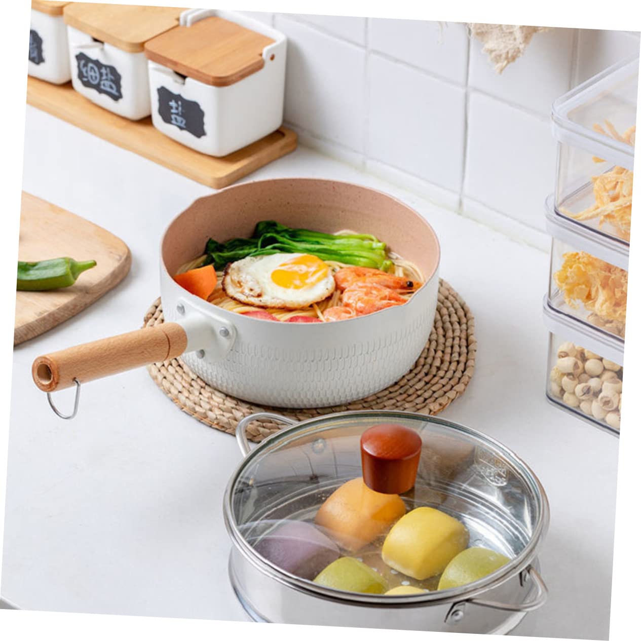 Ciieeo Non-padella - Pentola Per Noodles Istantanei - Padella Comoda Per Alimenti Per Bambini - Compatta E Comoda