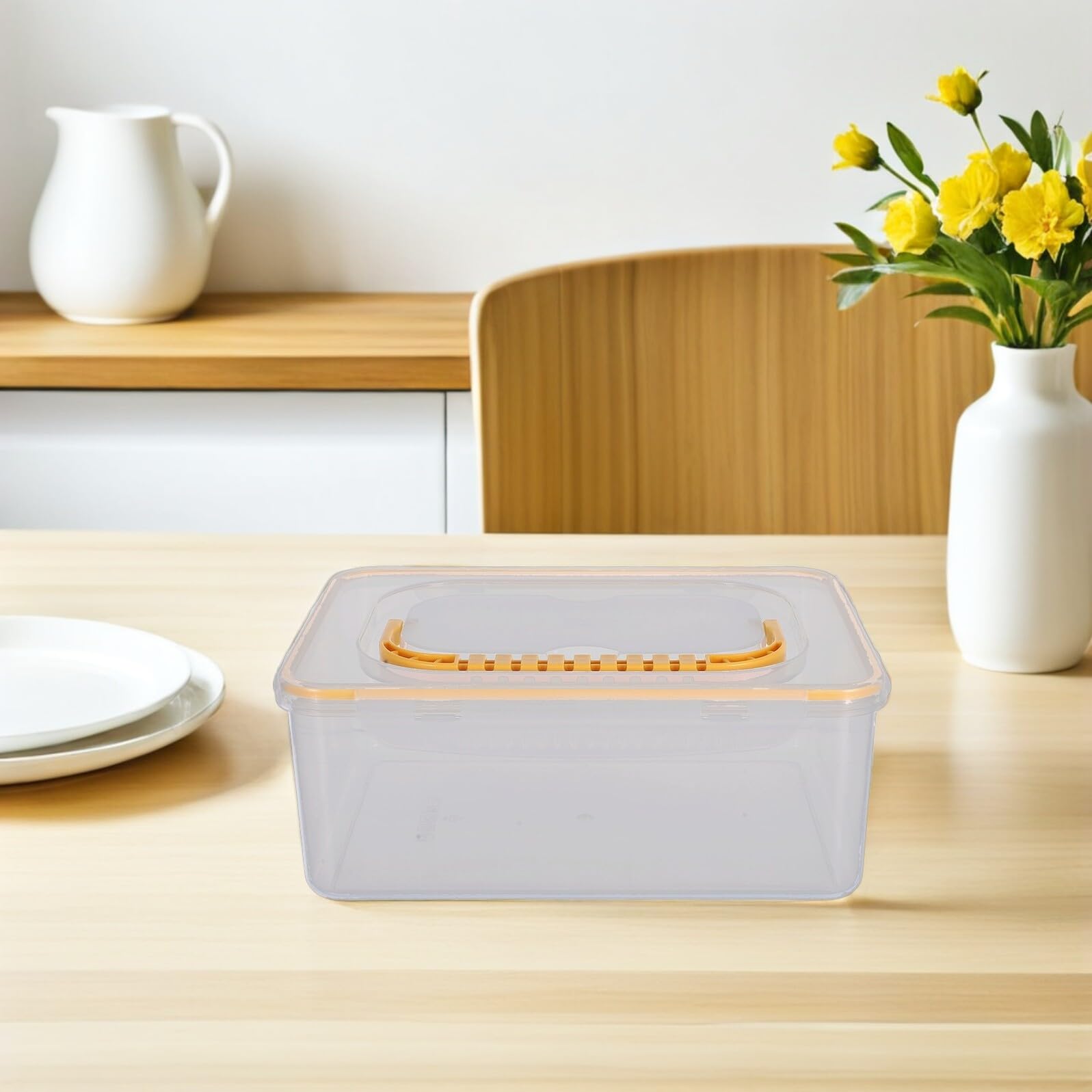 NUOBESTY Transparente Aufbewahrungsbox mit Griff und Deckel Große Kunststoffbox für Teetassen Schnapsbecher Bastel und Nähzubehör Stoßfester Organizer für Küche und Wiederverwendbar