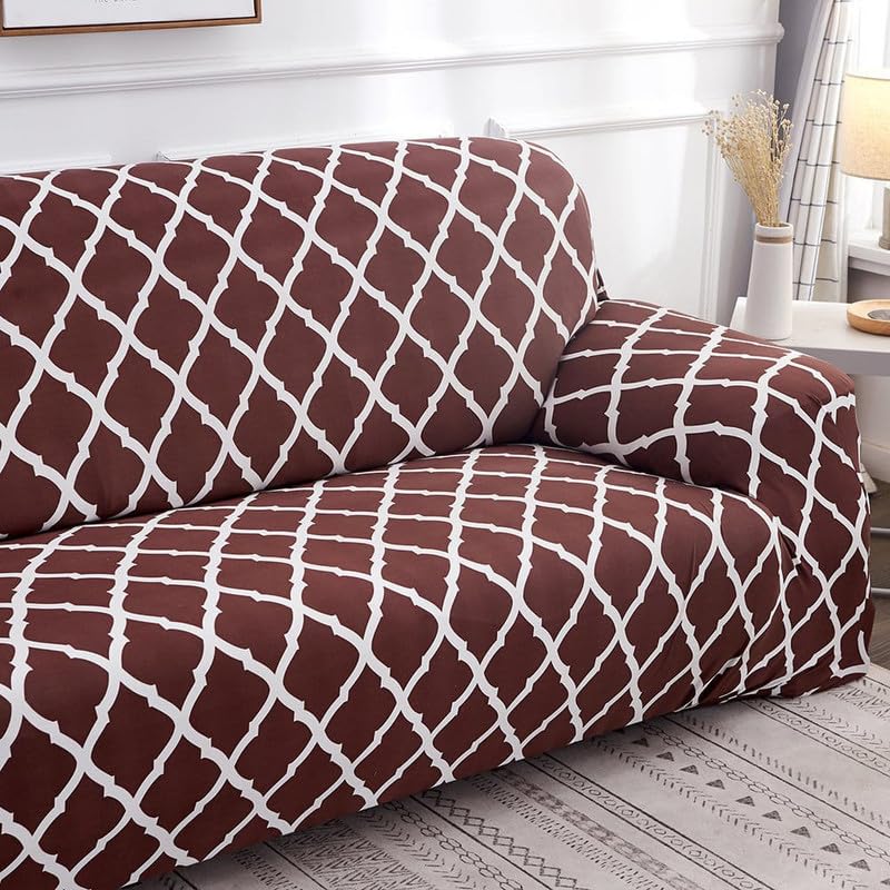 Image of HK Printed 5 Seater Sofa Cover Big Elasticity Cover Stretch Universal Sofa Slipcover 5 Seater (3 Seater Size 185-230cm and 1 Seater Size 90-145cm)