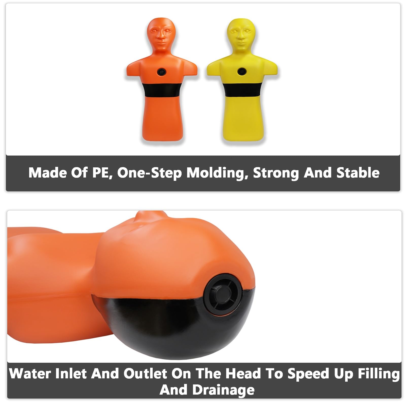 Mannequin De Simulation Sauvetage en Piscine/Plage/rivière avec 3 Trous Remplissage/vidange d'eau ; for Les Exercices , Tests D'impact Et L'entraînement Au Grappling(Orange)