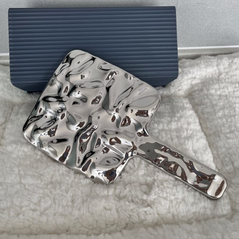 THMINSHand Mirror, Small Handheld Mirror with Water Ripple Frame,Electroplate Sliver…