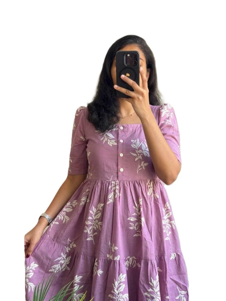 Women's Cotton Blend Maxi Midi Dress Western Dress for Women Elegant Floral Printed Long Dresses-image-39