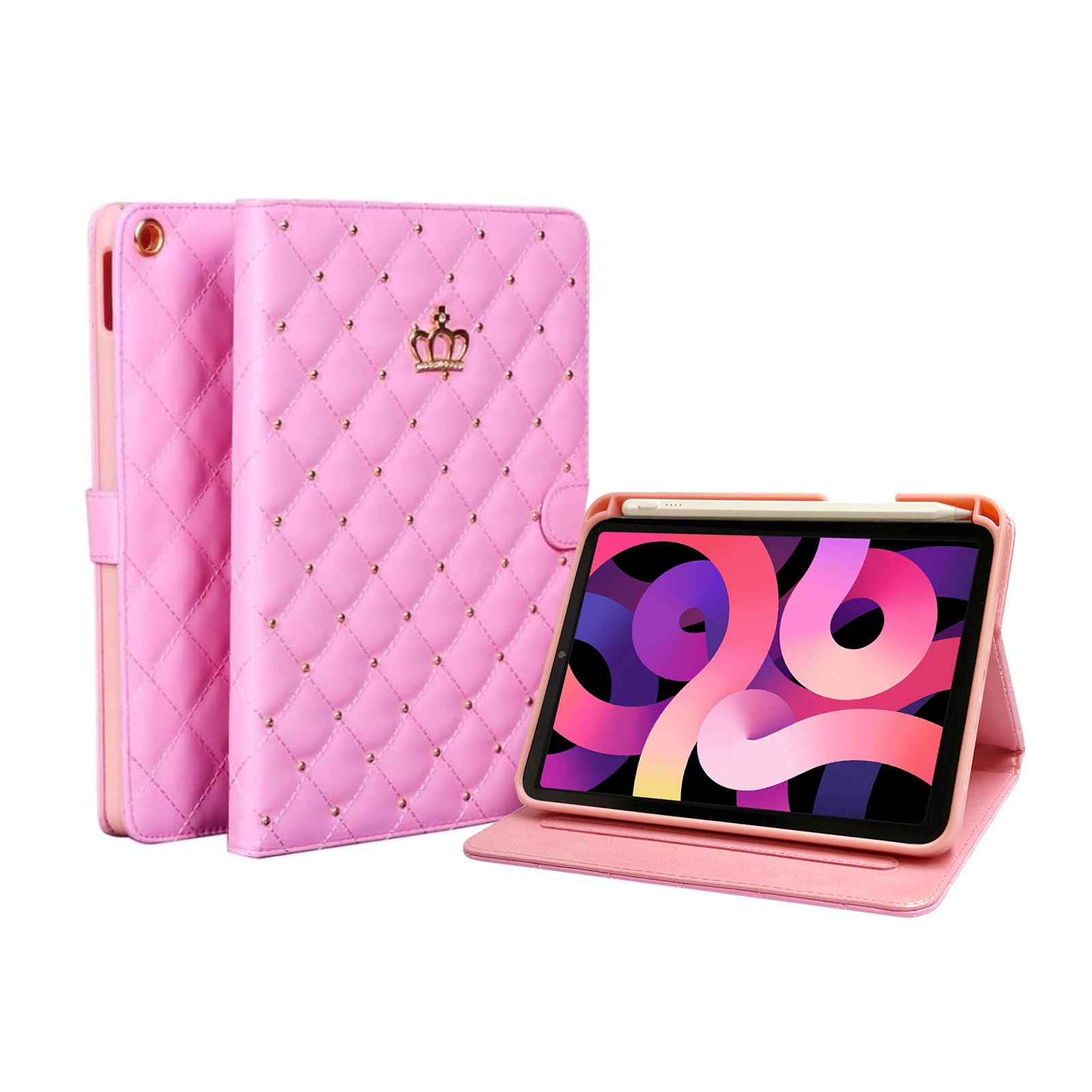 Smart Cover for iPad Air 5 /ipad Air 4 case with Pencil Holder Auto Wake/Sleep,Soft TPU Back Cover for iPad Air 5th/4th Gen 10.9 Inches (Pink)