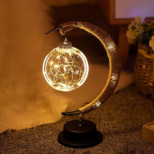 ZODIFEVI Lámpara de luna, lámpara lunar encantada, lámpara de decoración de Ramadán para dormitorio, lámpara de hadas, lámpara celestial, luces