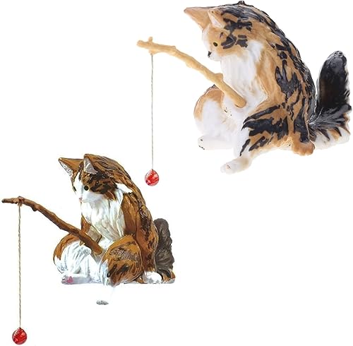 Miniatura 3 de Yuly Pescado Paisajismo Pesca Adornos de Gato Mini Estatua de Resina de Dibujos Animados Gato Estatua para el Hogar Oficina Acuario