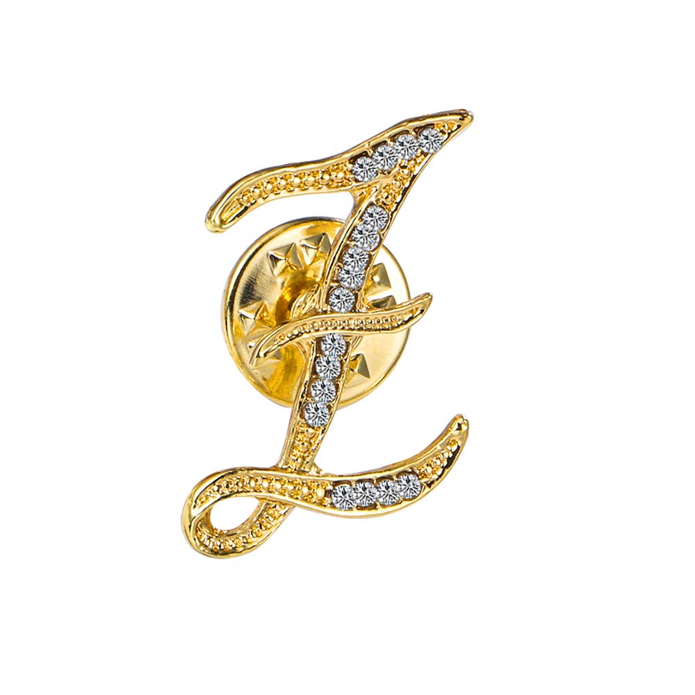 Initial Letter Brooch Pin Small Lapel Pin Tie Tack Name Personalized Gifts for Women Men Gold A-Z