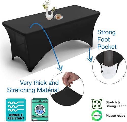 Miniatura 2 de Urby Mantel elástico para mesas rectangulares de 6 pies, se adapta a mesas plegables de 6 pies, resistente y elástico resistente a las arrugas,