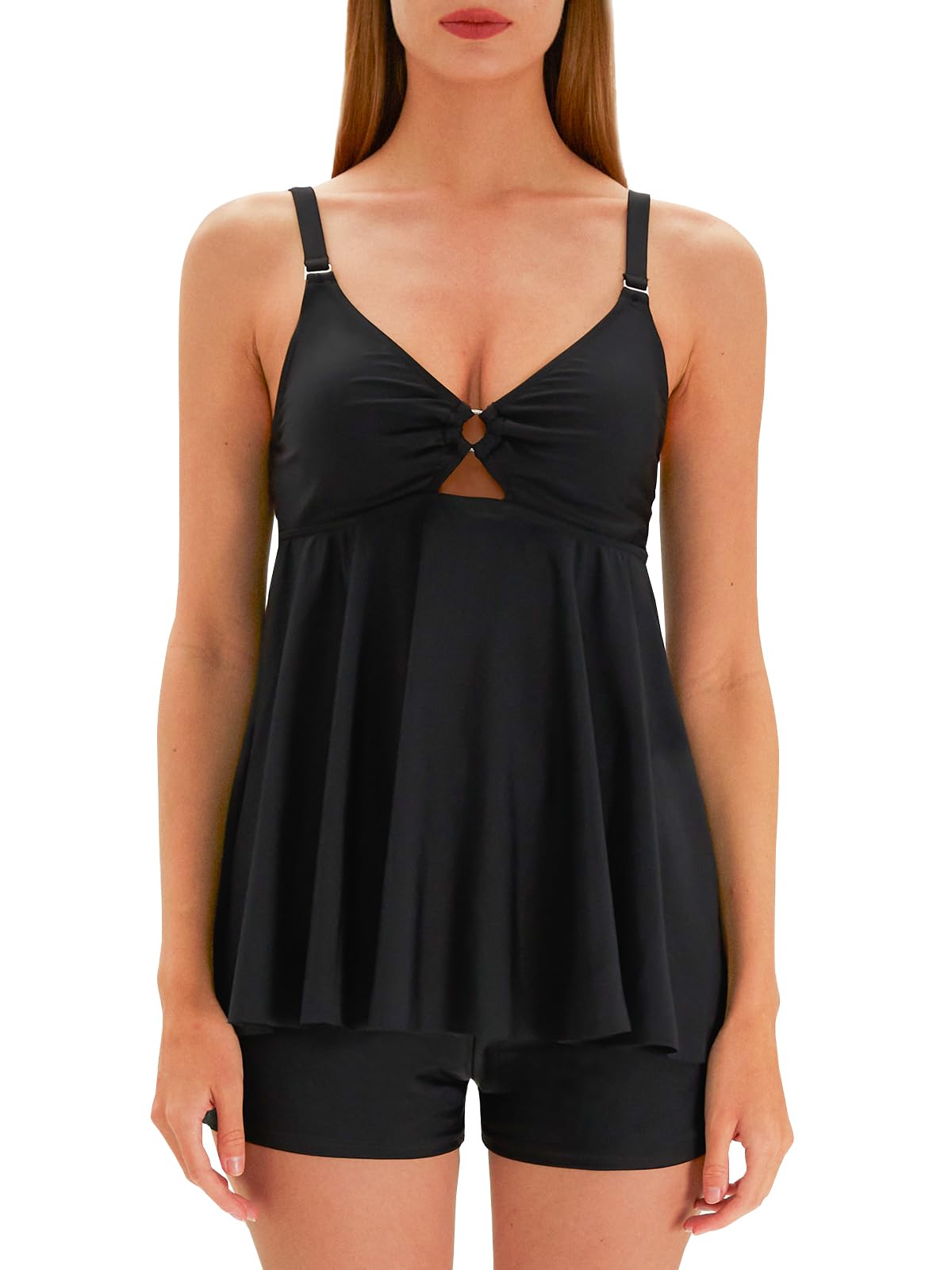 Jollkichay Tankini Swimsuits for Women Tummy Control Swimsuit Modest Tankini Top with Boyshort Bathing Suits Swimwear