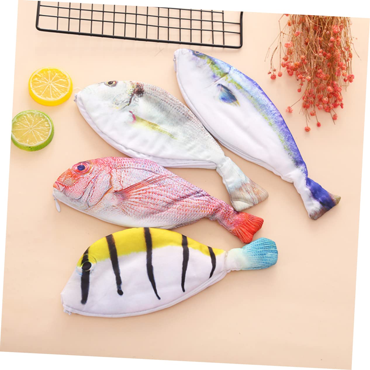 EXCEART 6pezzi Borsa Astuccio Multifunzionale Forma Di Pesce Per Scuola e Cancelleria Portapenne Porta Monete e Trucchi Materiale Resistente e Lavabile
