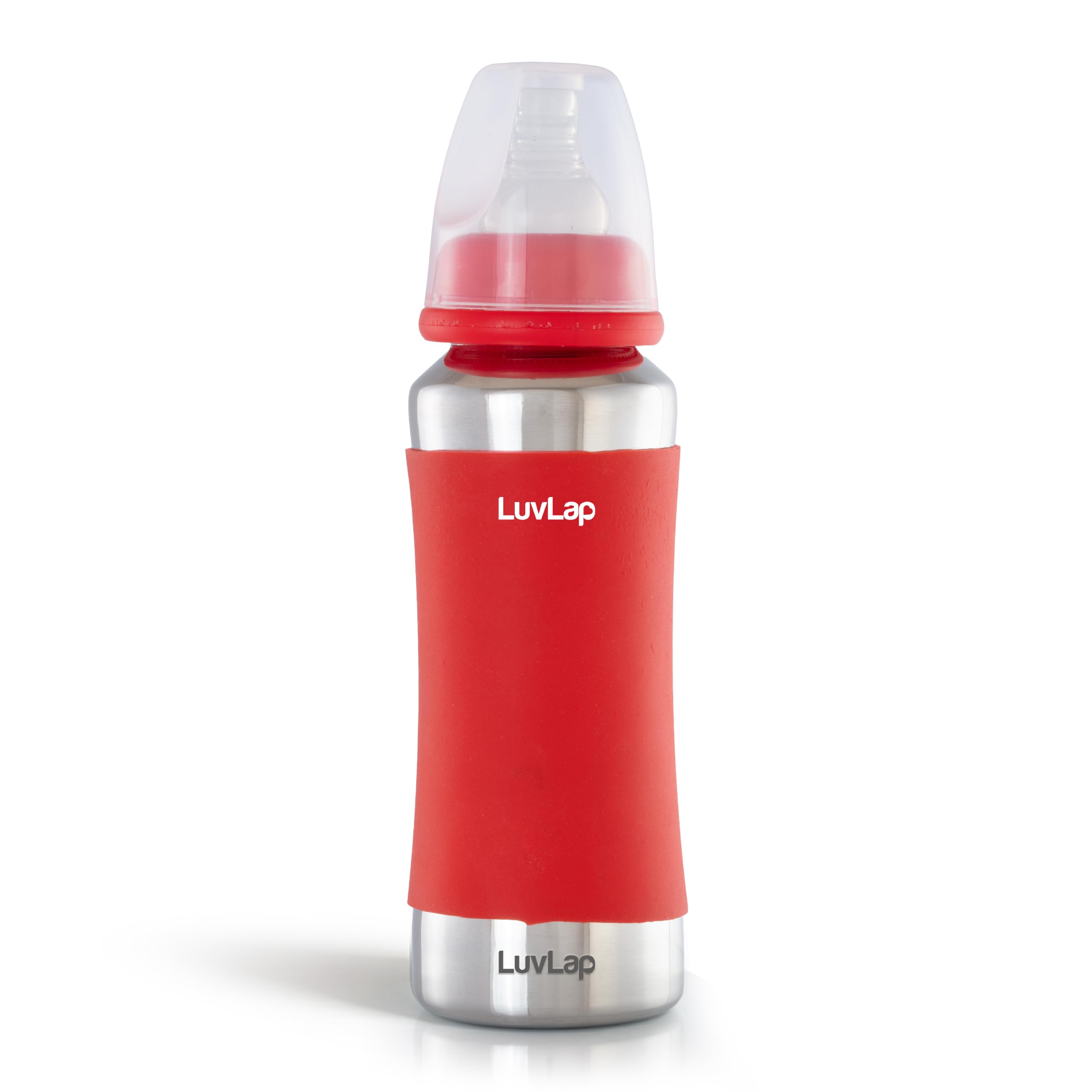 LuvLap Baby Steel Feeding Bottle 240ml, Made of SS304 Rust Free Steel, Baby Milk/Water Bottle with Dust Cover, Heat Protective Silicone Cover, BPA Free, Odour Free, Leak Proof, Red, 0M+-image-12