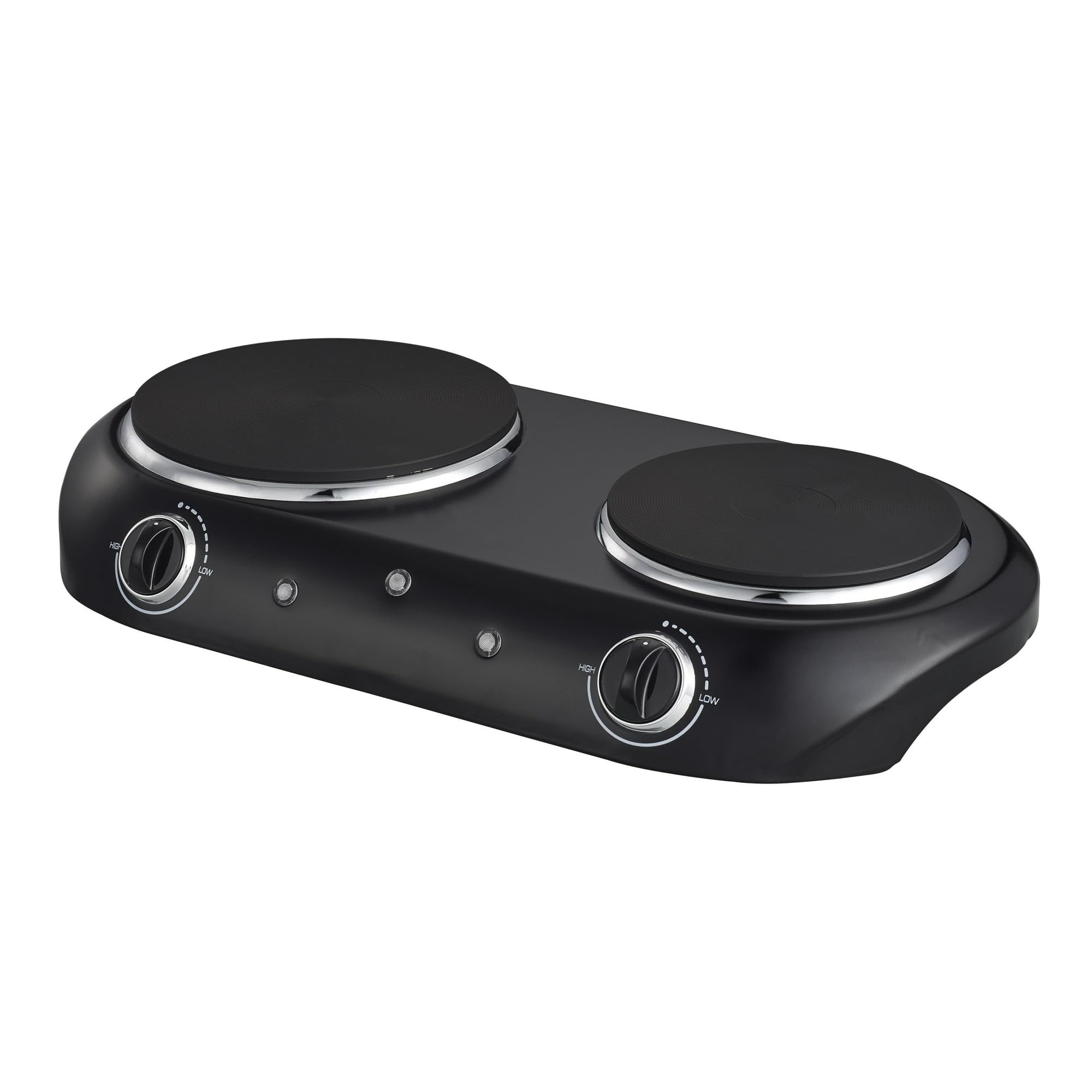 Double Cast Iron Burner 1800 W - Lightweight Electric Cooktop - Electric Hot Plate with Temperature Control - Power Indicator Lights - Easy to Clean - Black