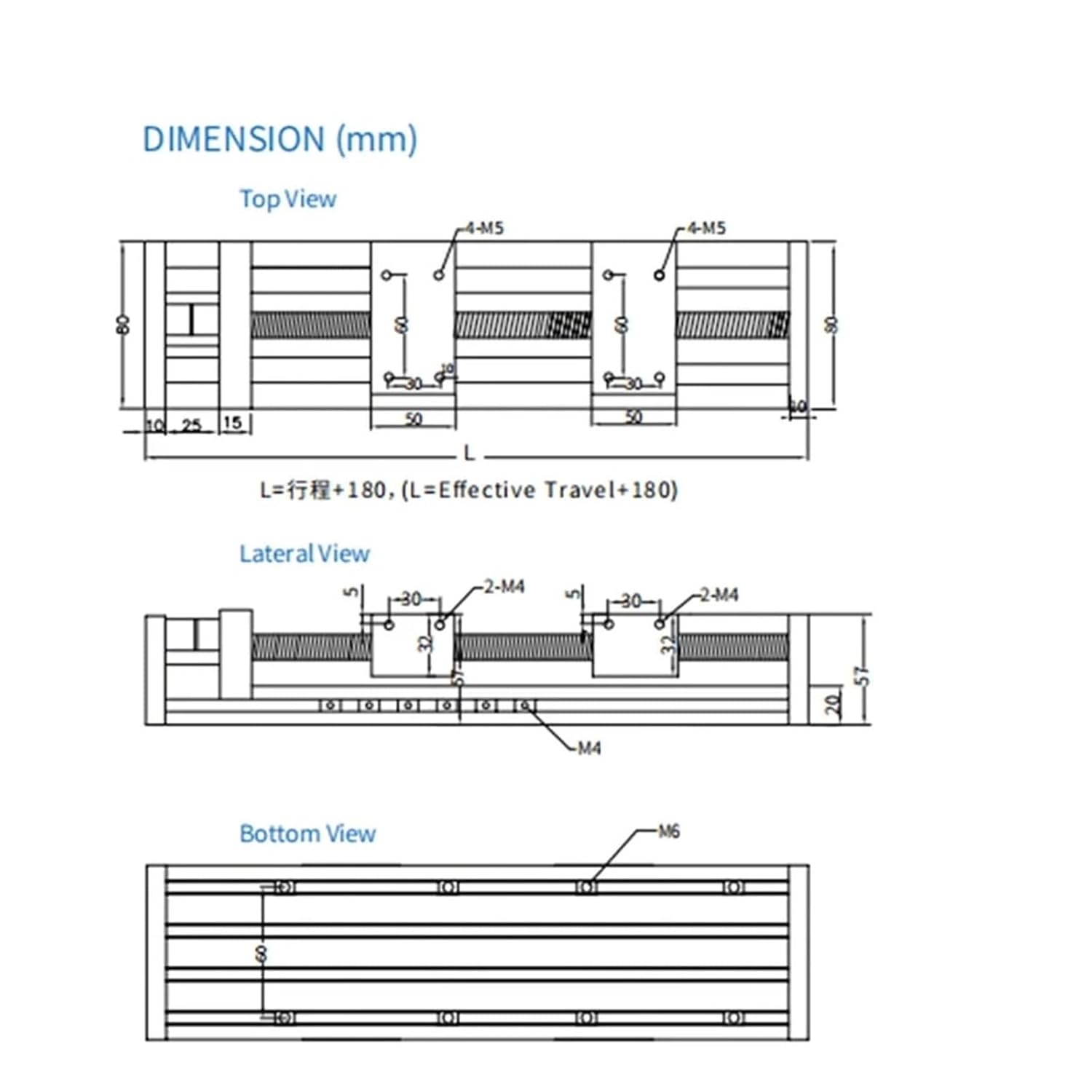 Right and Left Threaded Sfu1605 Ball Screw Linear Guide Motion Rail Slide Manual Linear Shaft Actuator Module Table Stroke