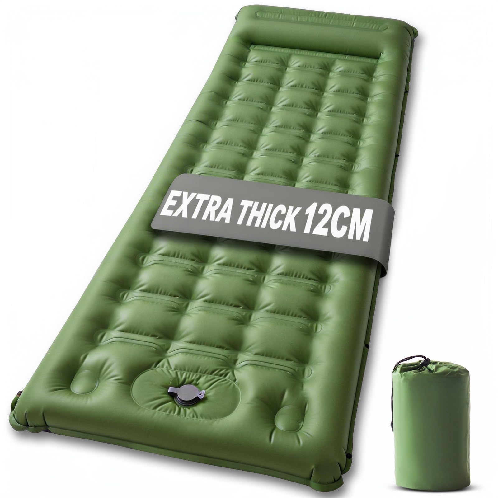 SWTMERRY Hochwertige Aufblasbare Isomatte – 12 cm verdickte Schlafmatte mit Fußpumpe & Kissen, wasserdicht leicht platzsparend Luftmatratze für Outdoor Camping, Wandern, Strand, Reise, Zelt