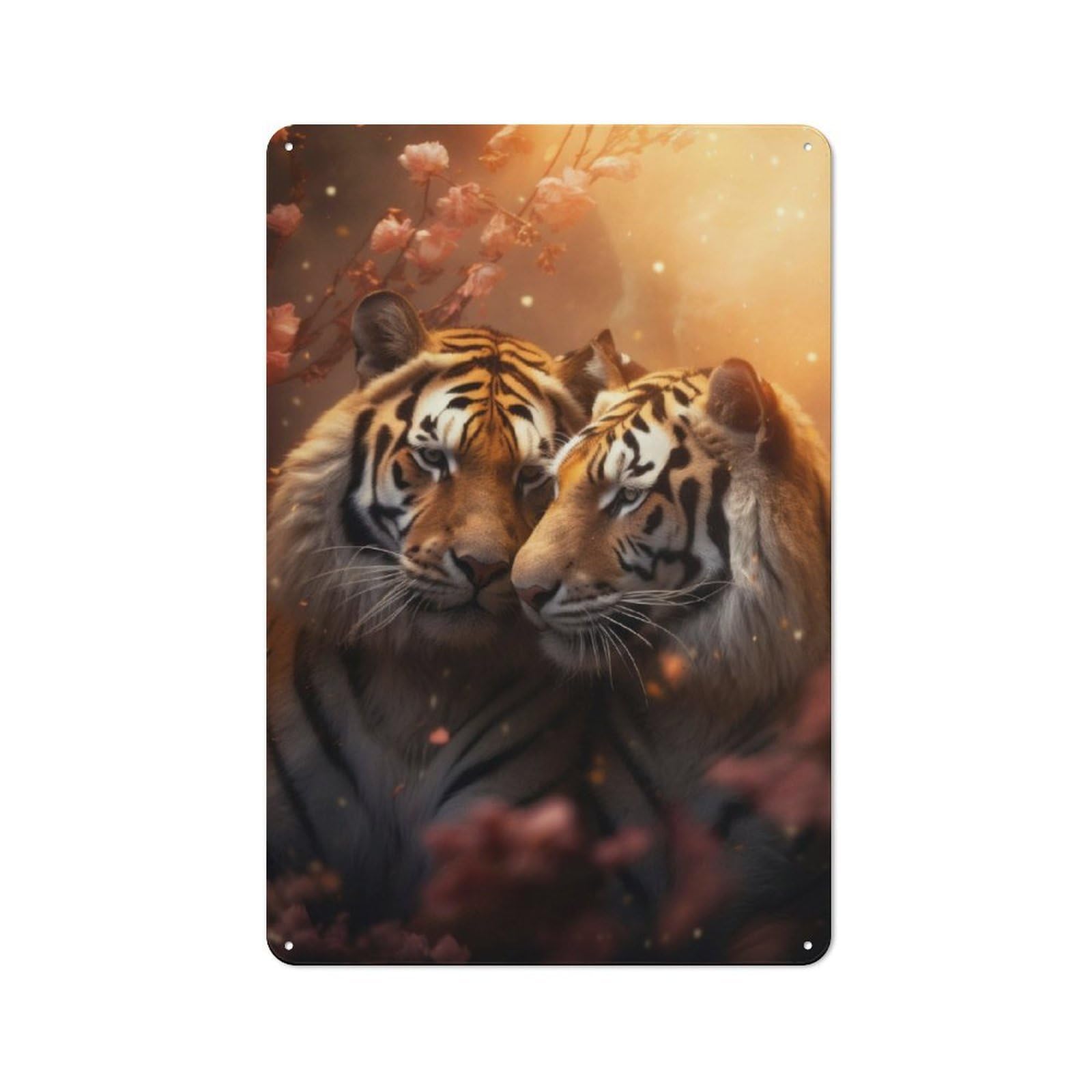Vintage Metal Sign 30x20cm Featuring Tigers Romantic Love Peace, Home Bar Decor for Cafe, Pub, Workshop Or Home Bar