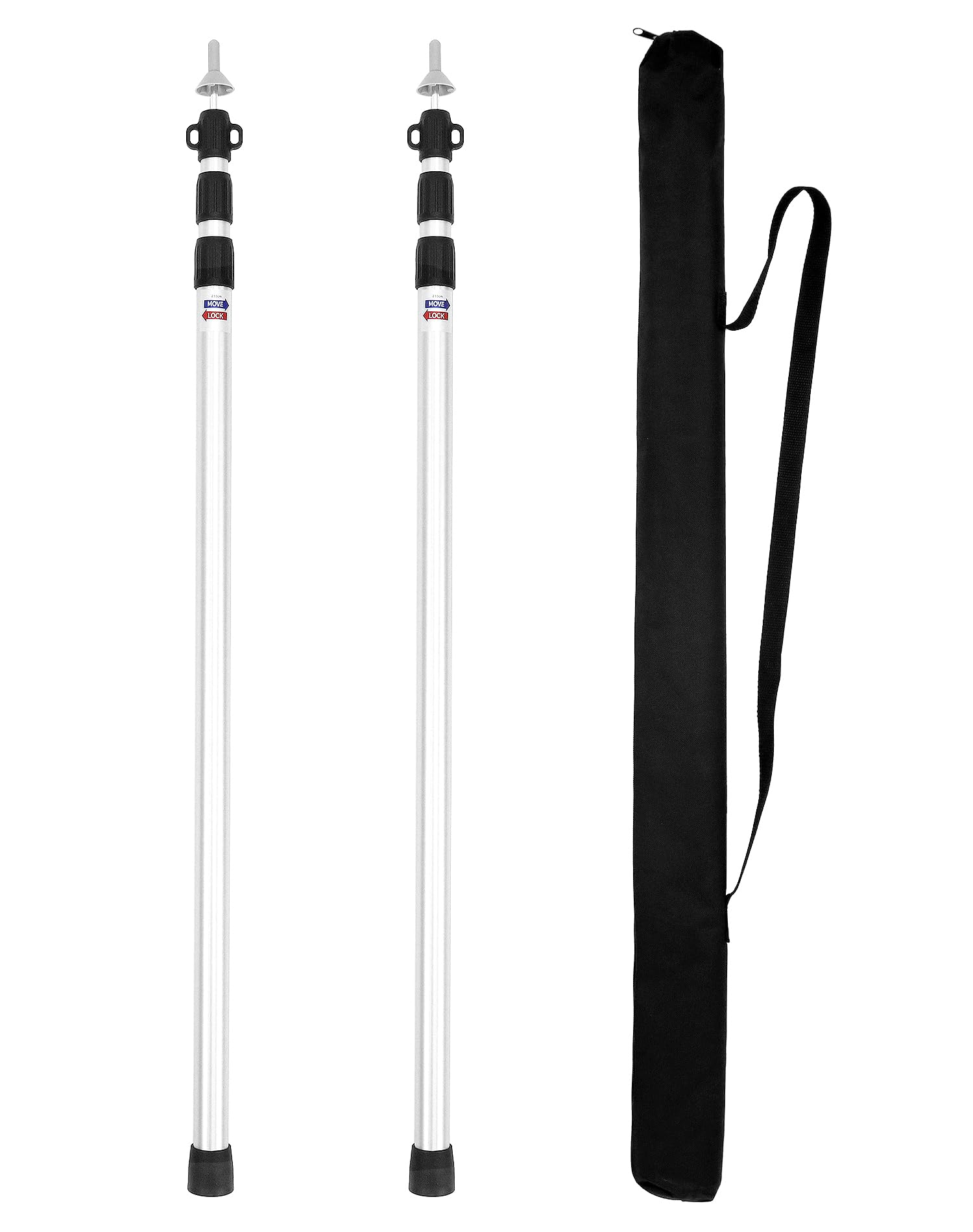 QWORK® Poteaux de Tente Telescopique 95-230 cm, Barre de Fixation en Aluminium pour Tentes, Bâches, Auvents, Voile d'Ombrage
