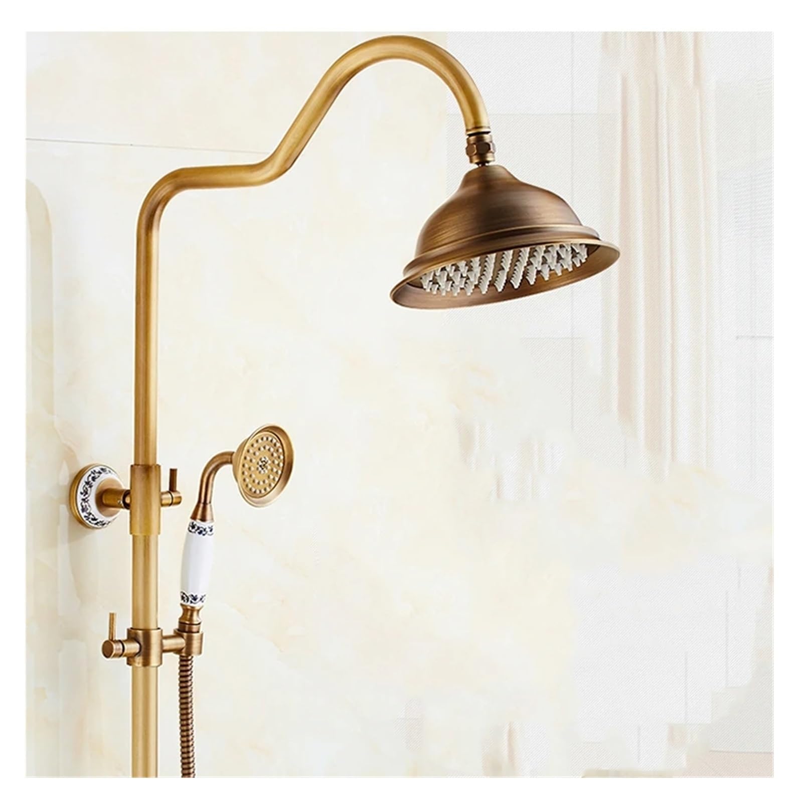 NZPOST Luxury Bathroom Shower Set Wall Mount Faucet Mixer Tap Rain Exposed Shower Head & Handheld Chrome