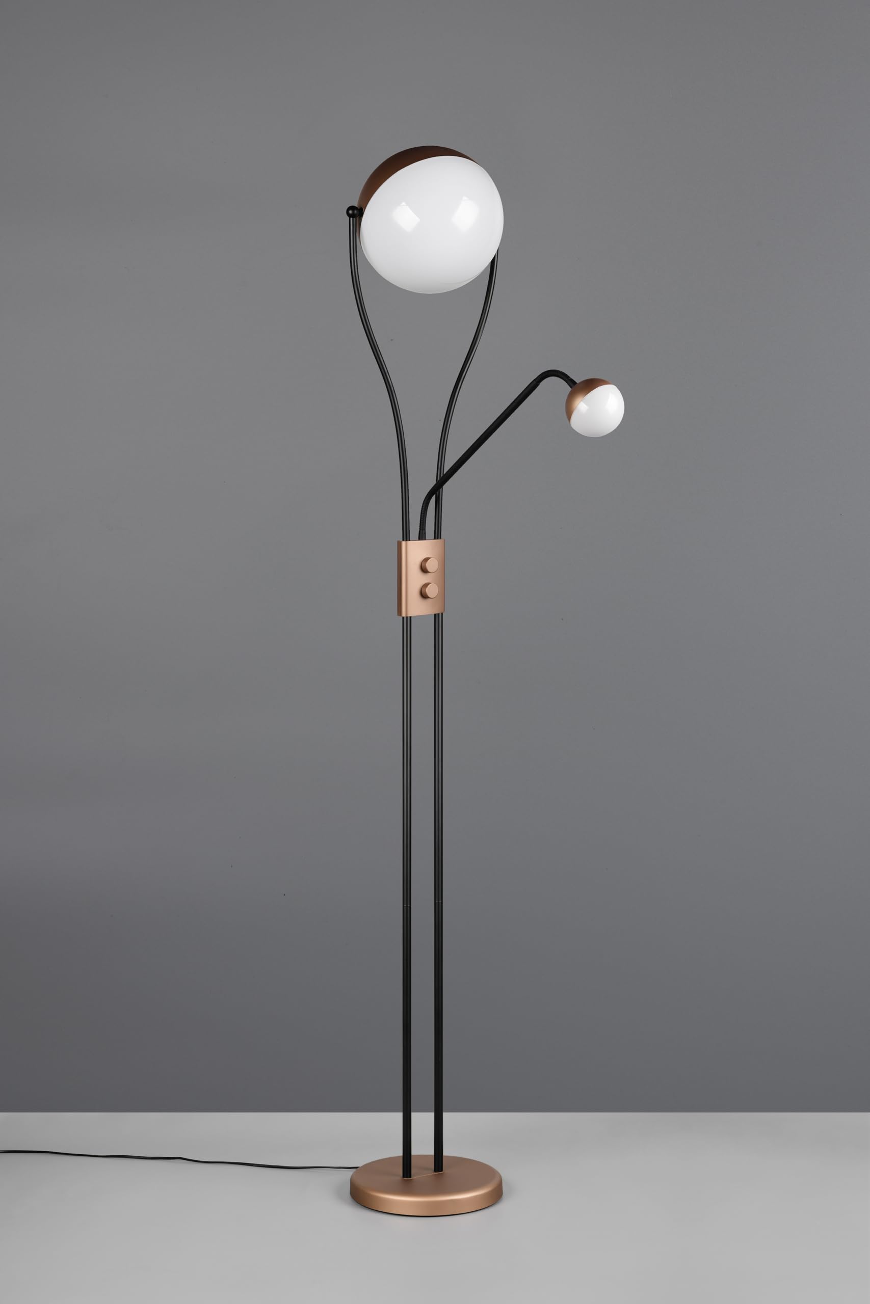 Trio Leuchten LED Stehleuchte Chris 478310265, Metall Coffee, Kunststoff weiß, inkl. 18 Watt LED, dimmbar, Flexarm, getrennt schaltbar