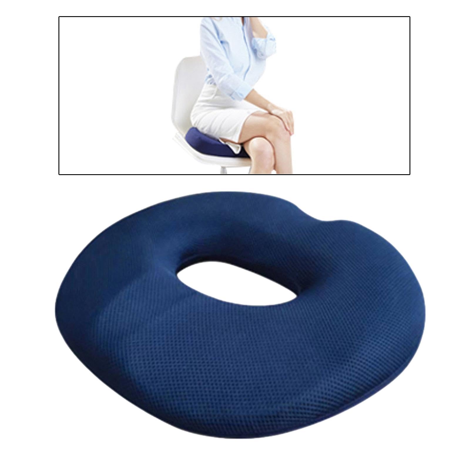 F Fityle Cuscino Ortopedico Schiuma Memoria Sedia Cuscino Anello Seduta Antidolorifico Antiscivolo Traspirante Rivestimento Rimovibile Adatto per, Donne della Marina