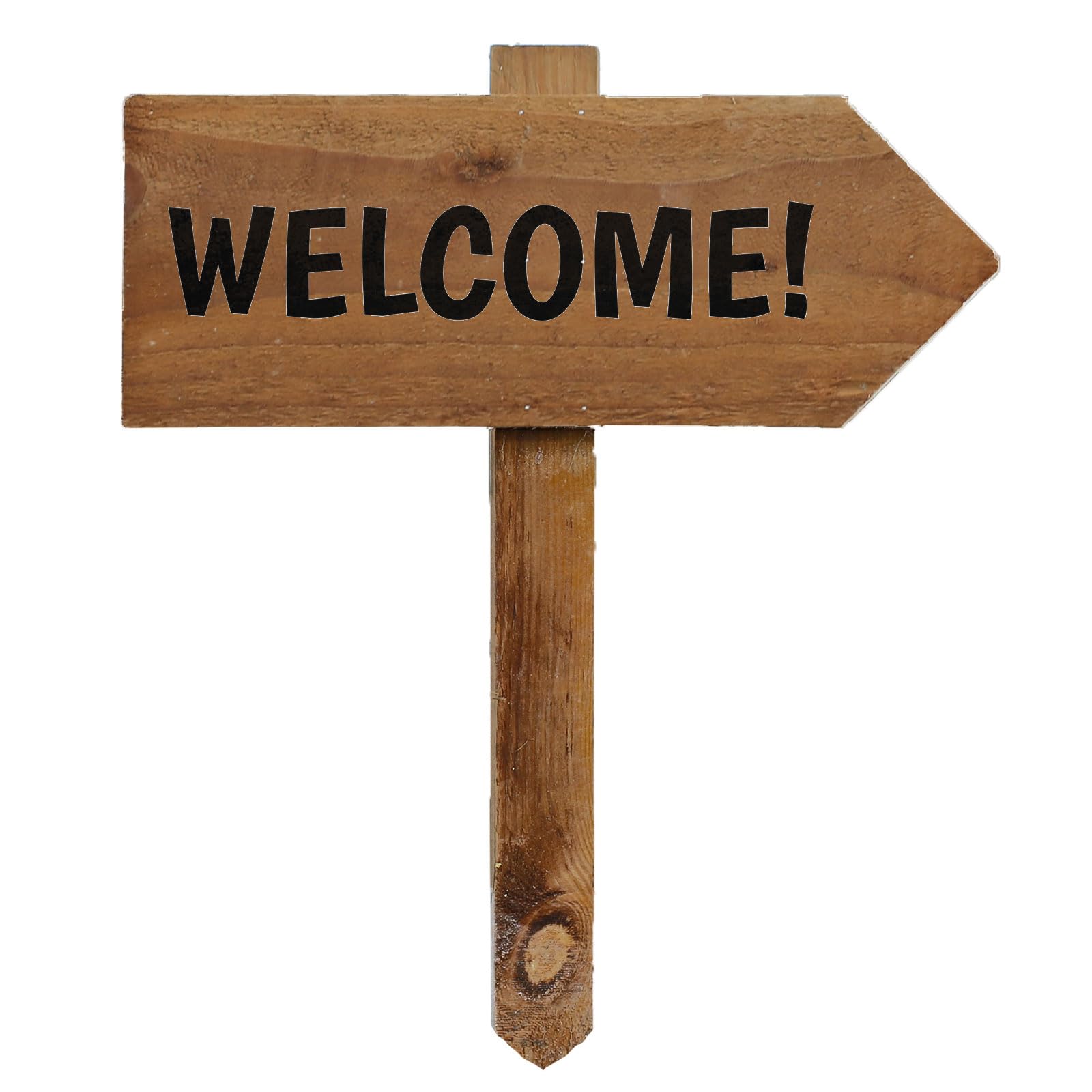 Outdoor Welcome Sign with Stake, Wooden Arrow Pointing Right or Left, Party Pub Shop Garden Sign