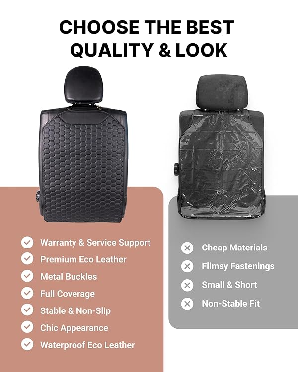Owleys Kick Mat Back Seat Protector - Car Back Seat Cover for Kids Feet - Waterproof & Sturdy Protector for Upholstery from Dirt, Mud, Scratches and Stain (Black) by Owleys - Image 5