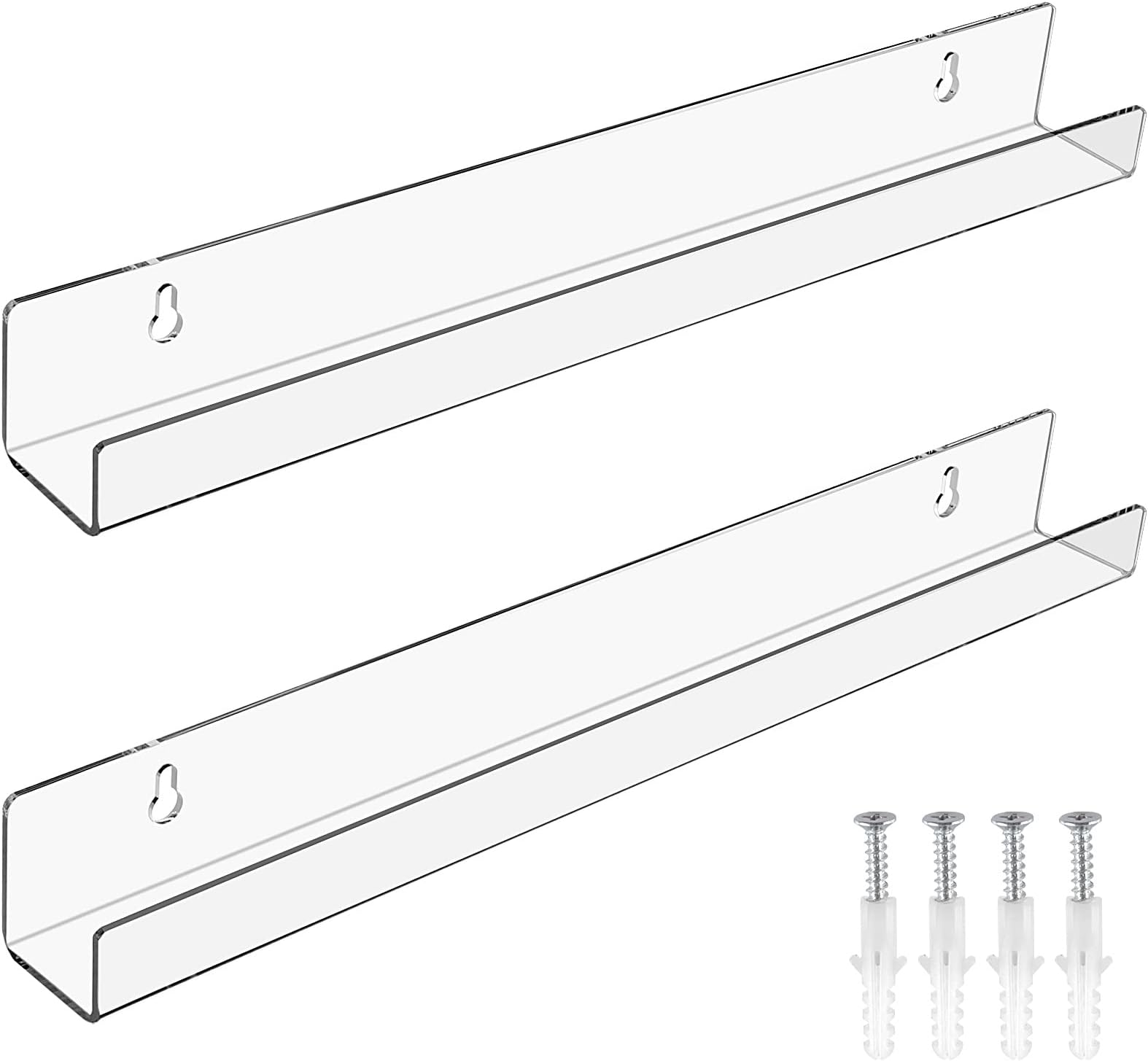 Blulu 14 Inch Acrylic Floating Bookshelf, Wall Mounted