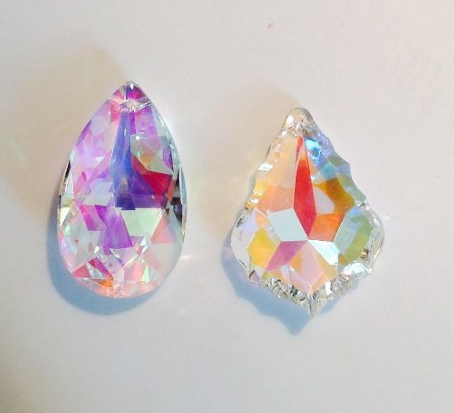 Set of 2- 38mm Aurora Borealis Teardrop and French Pendant Crystal Prism Sun Catchers-image-12