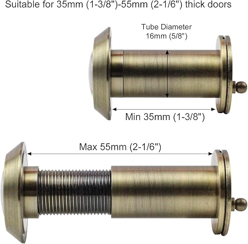 Miniatura 9 de Earl Diamond - Orificios para puerta, mirilla de latón macizo de 200 grados con cubierta giratoria de privacidad resistente para puertas de 1-38 a