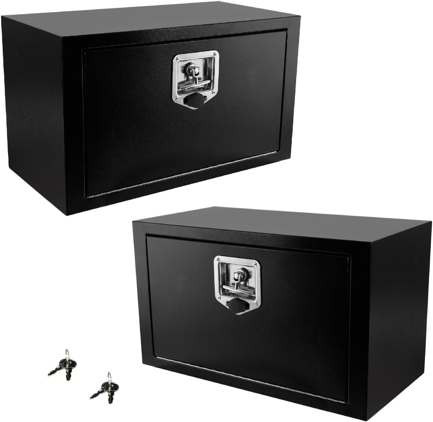 Heavy Duty Underbody Tool Box Truck Bed Storage with T-Handle Lock Black Steel Smooth Surface Truck Tool Box for Truck，Pick Up,RV，Trailer，27.5 x 10 x 11 inch
