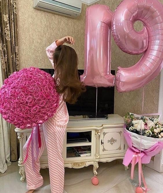 Image of 9 Balloon Numbers Birthday Decorations, 40In Pink Balloons for Men Women | Eye-catching Appearance, Perfect Decorative Centerpieces, Convenient Self-sealing Structure, Widely for Various Occasions