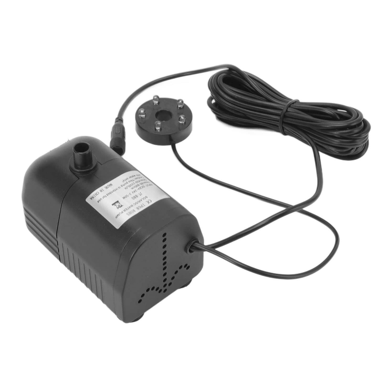 Cocoarm Solar Water Pump ABS Brushless Submersible Fountain Pump DC 6V to 24V 450 to 1350L H with Light for Garden Pond Fish Tank Vase Fountain
