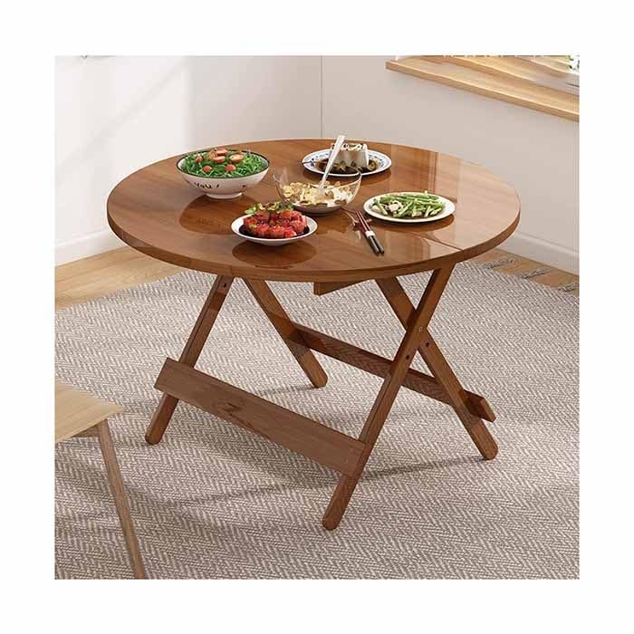 Escritorio Plegable, Foldable Tray Table，Round Side Table,Bamboo Portable Coffee Table for Living Room, Patio, Office,Camping(Natural-2,50x50x43cm)