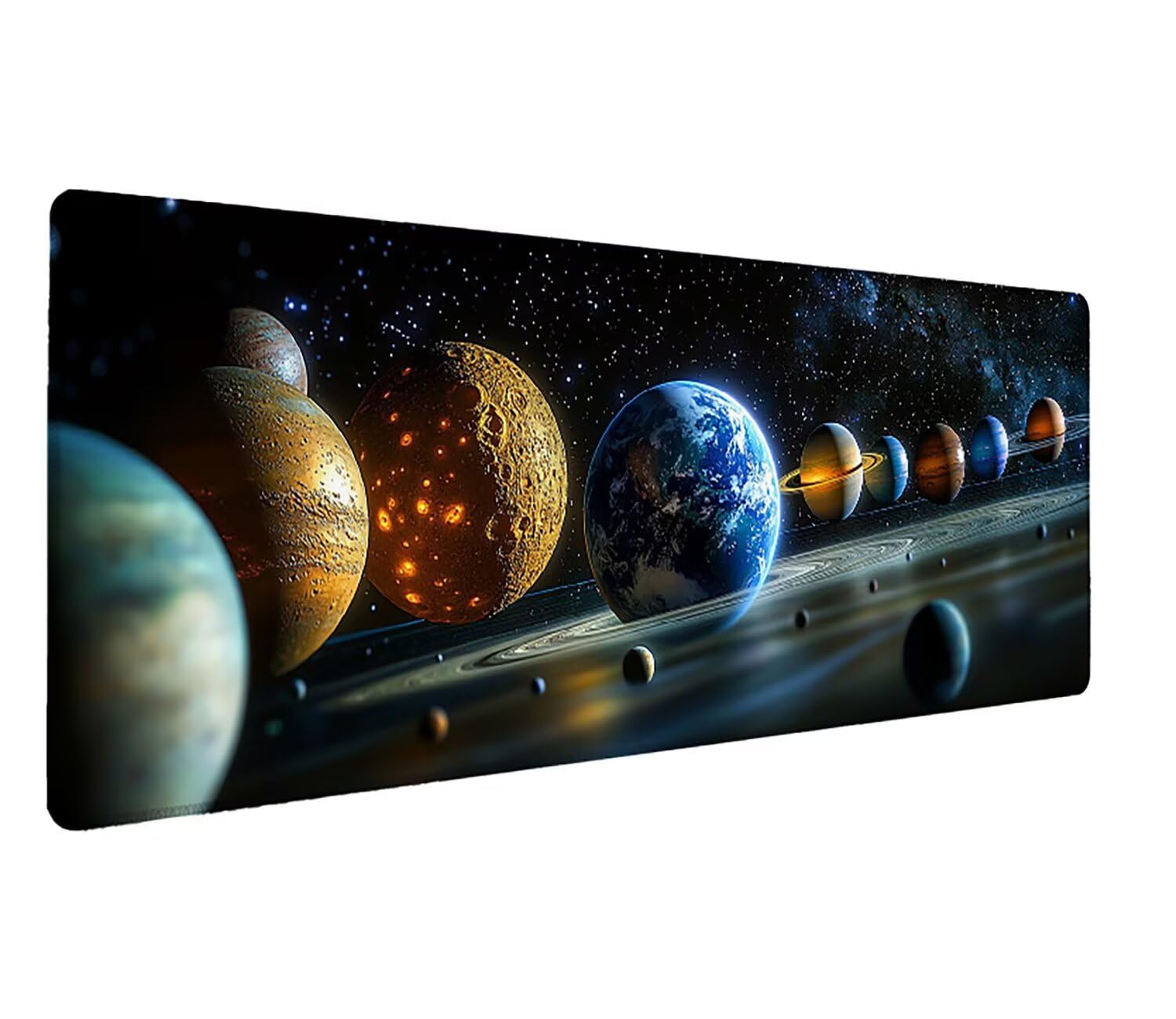 Podkładka pod mysz do gier XXL gwiaździste niebo krajobraz, mata na biurko XXL - 1400 x 600 x 3 mm - pod biurko, podkładka pod mysz dla graczy antypoślizgowa gumowa podkładka zszyte krawędzie, dla