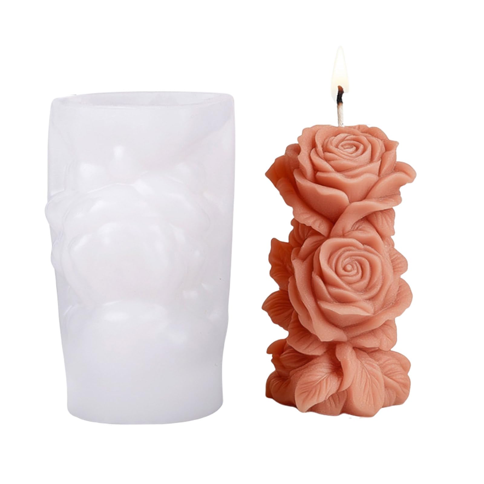 Buxuaaaa Embossed Rose Cylinder Shape Silicone Molds for Soap Gypsum Silicone Molds for Epoxy Resin Mold