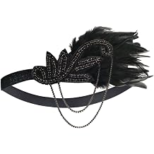1920s Flapper Headband White Feather Headpiece Roaring 20s Feather Costumes Gatsby Headwear