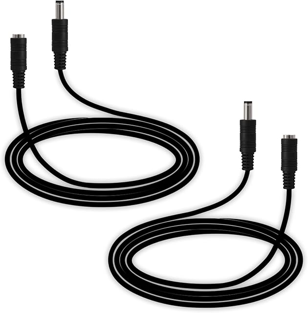 12V Extension Cable LEENUE 5.5mm x 2.1 mm DC Extension Cable 1.8M for CCTV Camera, Led Strip Lights 2 Pack
