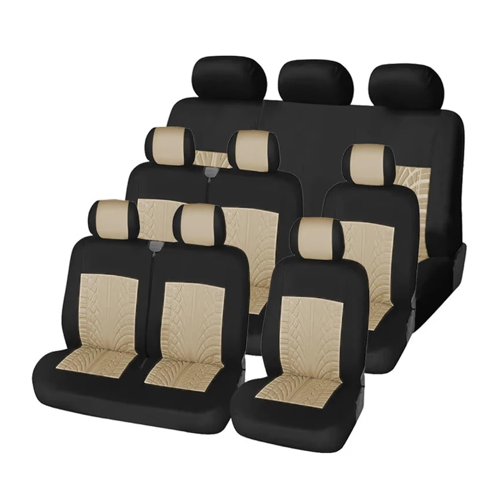 Protectores Universales para Asientos De Coche De 9 Plazas Fundas para Asientos De Autobús Resistentes A La Suciedad Cubreasientos(BEIGE-9PCS)