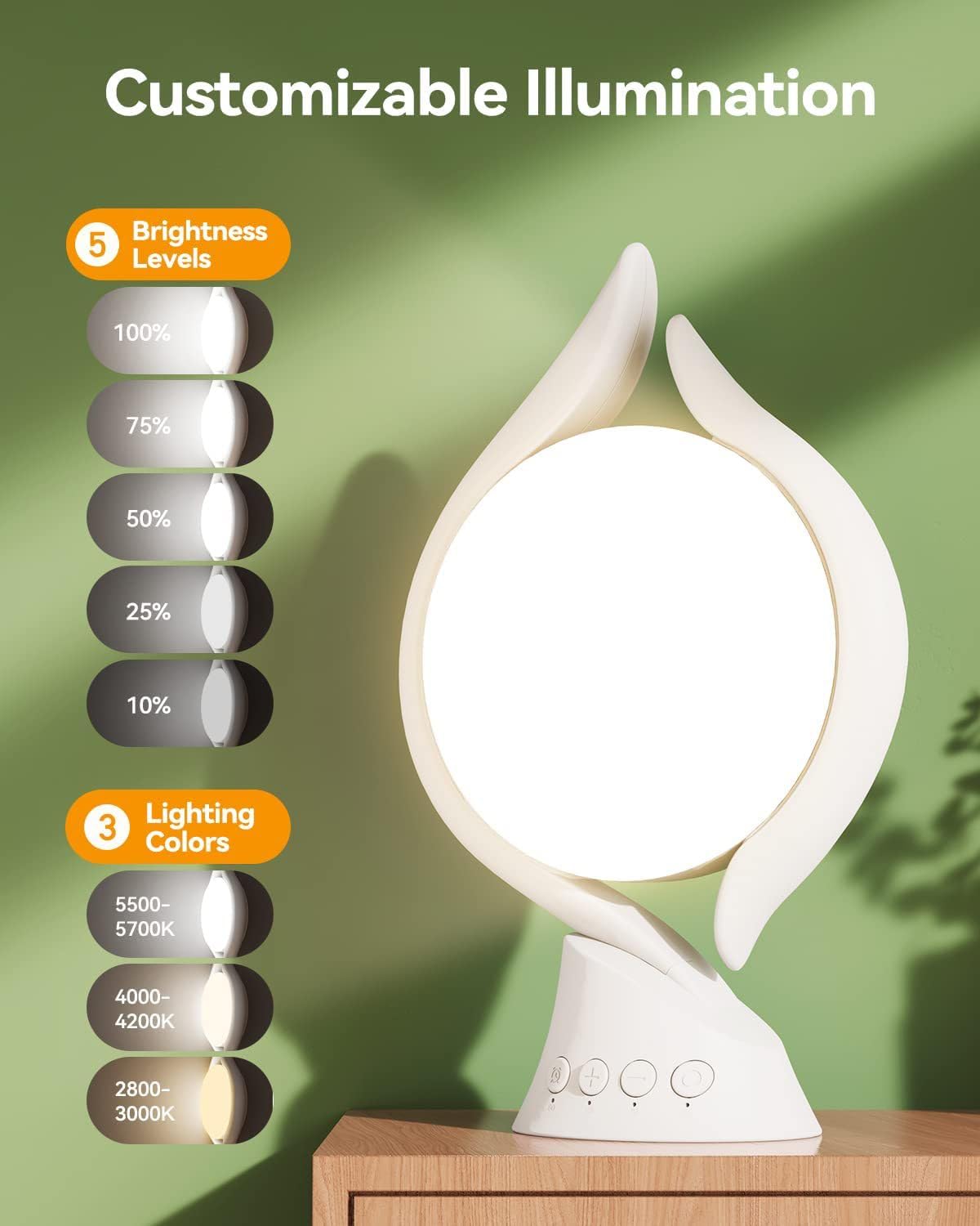 Lampa do terapii światłem 10 000 luksów, bez promieniowania UV, światło do terapii smutnym światłem o 5 jasnościach i 3 temperaturach barwowych, 4 timerach i funkcji pamięci, pełne spektrum, światło