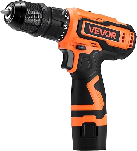 Miniatura 9 de VEVOR Taladro inalámbrico, 5 en 1, mandril de metal, variable de doble velocidad, kit de taladro con 2 baterías de litio y cargador, caja de