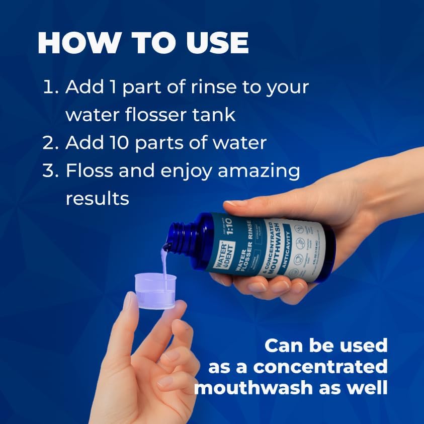 Fluoride Mouthwash & Water Flosser Аdditive | Add to Oral irrigator | Citrus Mint Flavor | Alcohol Free, Made in USA | Concentrated 1:10 = 44 fl.oz, Pack of 2 Bottles - Image 6