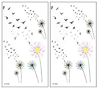 Vista 1 de Mini tatuajes 2 hojas de calcomanías de dibujos animados de girasol, mosca, paloma, mosca, girasol, diseño temporal, impermeable, maquillaje, arte