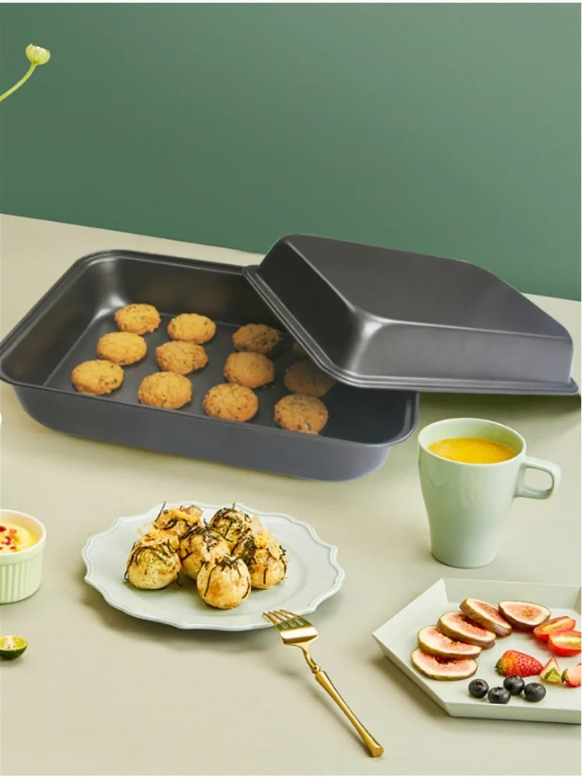 Backbleche FüR Den Backofen Rechteckiges Kuchen-Backblech, Grill-Tablett, antihaftbeschichtetes Brathähnchen-Tablett, Backblech for zu Hause(M)