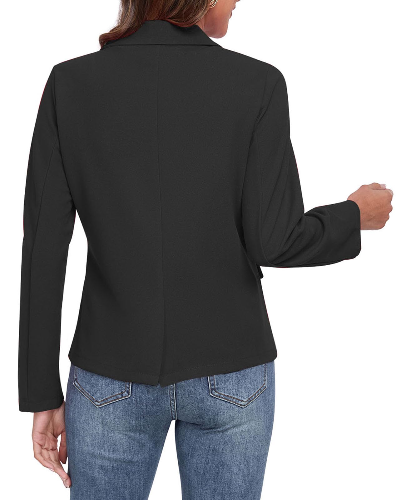 Damen-Blazer, lässig, langärmelig, Knopfleiste, Revers, Arbeit, Büro, Business, Blazer mit Taschen