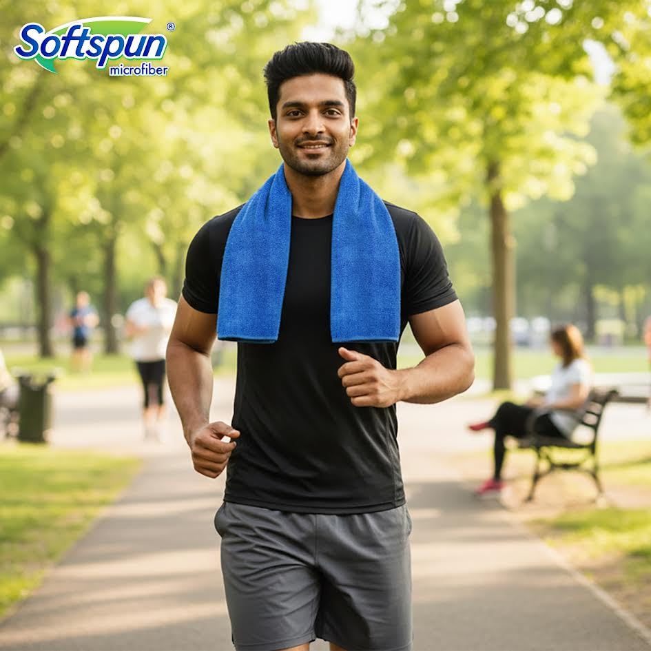 SOFTSPUN Microfiber High Loop Gym & Sports Towels for Men & Women 1pcs Sky Blue 380 GSM 60X120cms Fast Drying Super Absorbent Lightweight & Ultra-Compact Sweat Towels for Yoga Camping Travel. 1