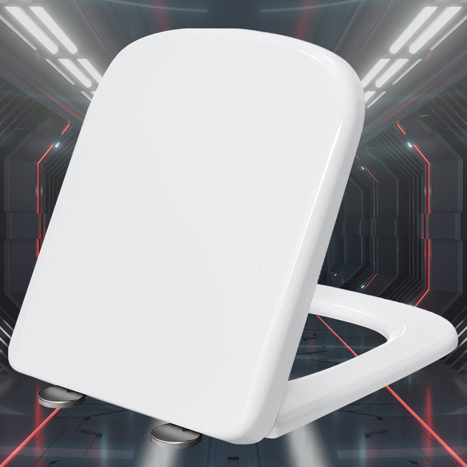 White Toilet seat - Universal Soft Close Fixture with Easy Installation for Standard Toilets, seat, Fixture, Soft, Close, Easy, Toilet, White, Universal, Adjustable
