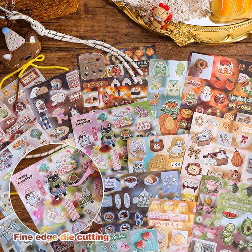 Image of Girl's Japanese Retro Sticker Book, 700+ Kawaii Old Showa Style Embroidered Stickers, Cute Animal Theme for DIY Scrapbooking Journaling Handbook Decoration