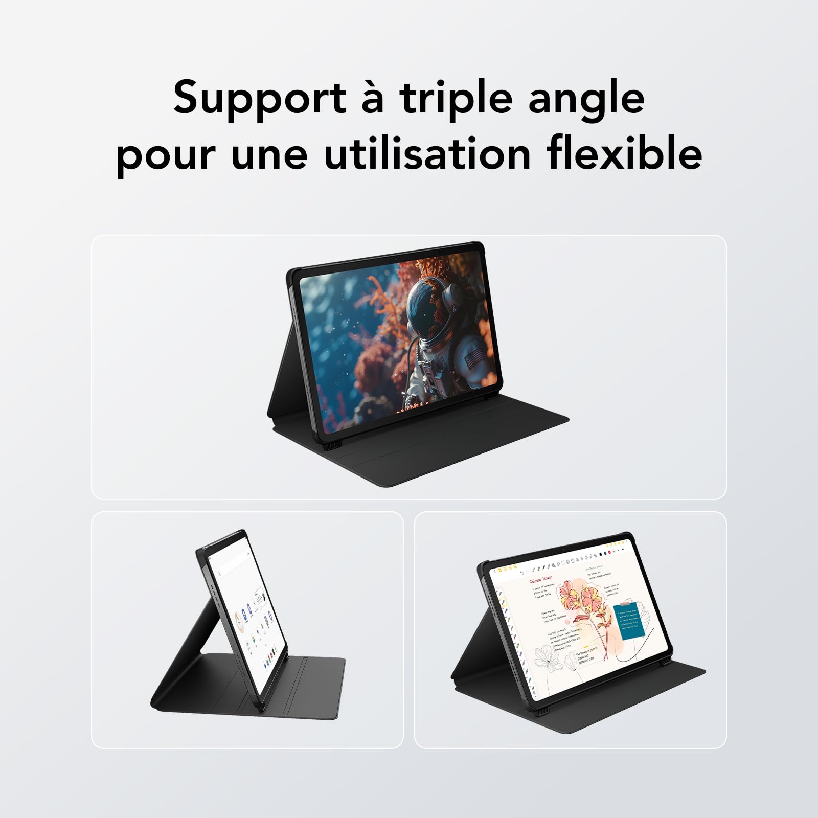 TCL Étui pour Tablet NXTPAPER 11 Plus – Housse Protectrice Slim en Cuir PU avec 3 Positions Réglables, Porte-Stylo Magnétique, Fonction Veille/Réveil Auto, Noir