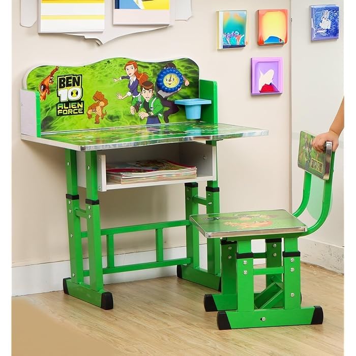 Sulsha Learning and Comfort with the Adjustable Kids Study Desk ST39-Football and Chair Set, Educational Study Table and Chair Set For Kids. (Green)